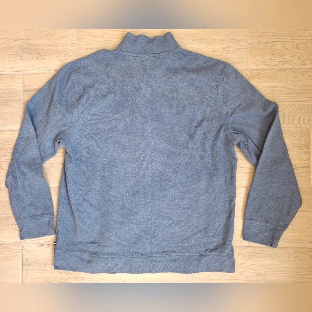 Tommy Hilfiger men's dusty blue 1/4 zip heavy cotton sweater - size XXL